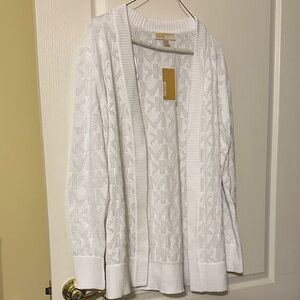 Michael Kors White Open-Front Knit Cardigan